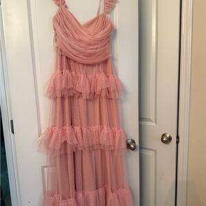 Lulu's Pink Layered Prom Dress